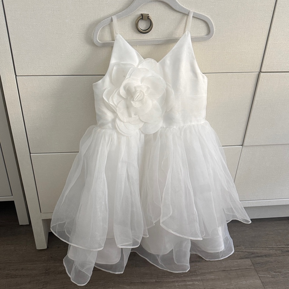 JJs House Loa Dress - White Layered Flower-Accent Girls' Formal Dress